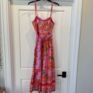 Gorgeous FARM Rio Floral Pink and Orange Dress